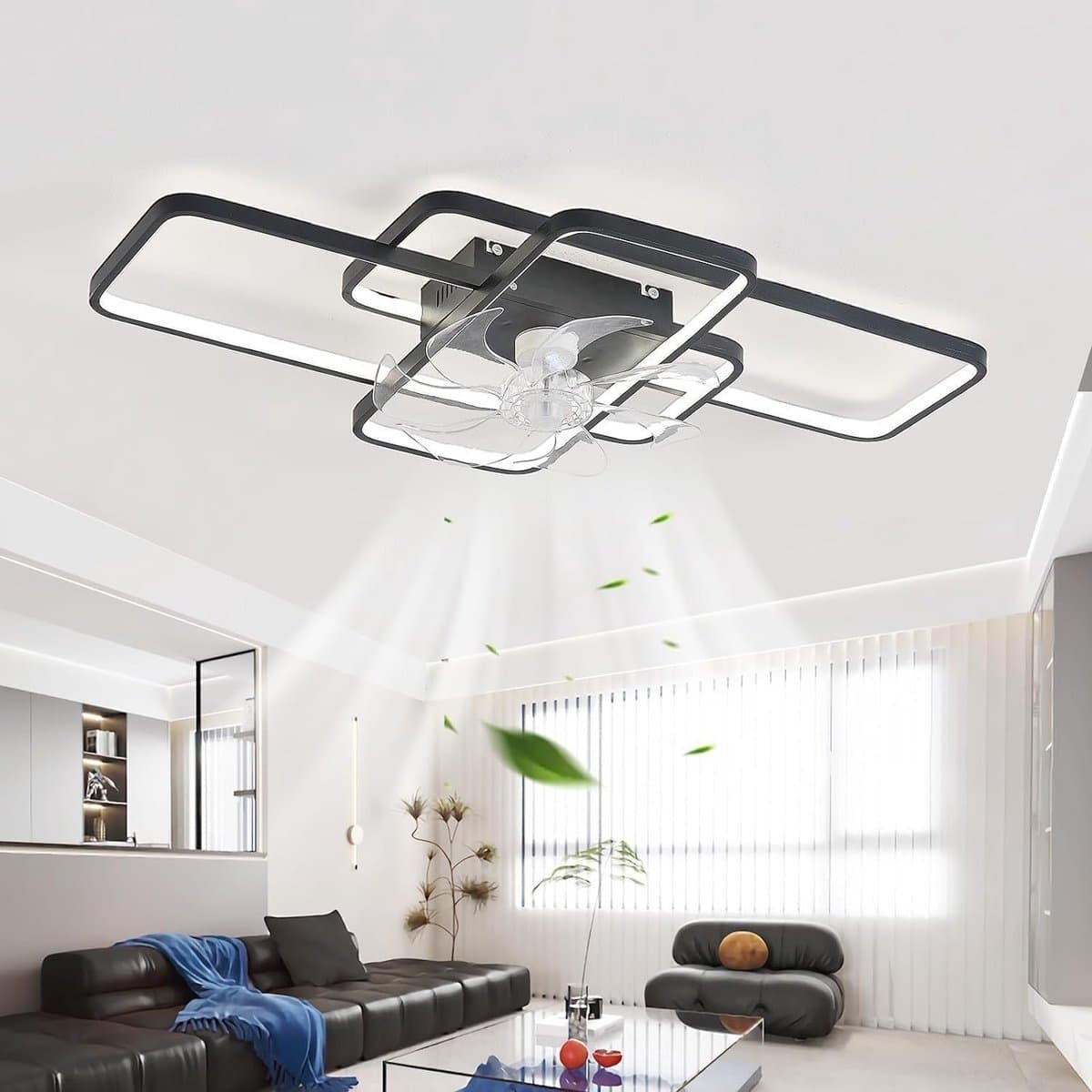Moderne LED Plafondventilator met Verlichting - Dimbaar - Stille Zomer Ventilator met Afstandsbediening en App Besturing — afbeelding 1