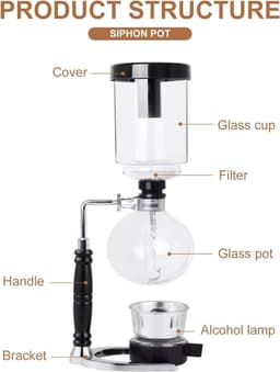 Sifon Koffiezetapparaat met Roestvrijstalen Basis - Handgebrouwen Koffie - Hete Theemaker — thumbnail 2