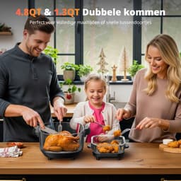 AIRMSEN Airfryer - Met Dubbele Glazen Mand (4.5L + 1.2L) - 1500W - 4 Programma's - BPA-vrij - Zwart — thumbnail 5
