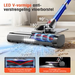 Elekiatech Steelstofzuiger - 35000Pa - Steelstofzuiger Draadloos - 2200 mAh Accu - 50 Minuten - 1,5 L Stofbak - voor Tapijten en Harde Vloere - Blauw — thumbnail 2