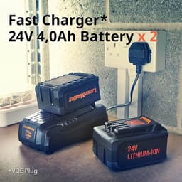 Elektrische Grasmaaier – Accu Grasmaaier – Draadloze Grasmaaier – Lithium-Ion Grasmaaier – Mulchmaaier – 2x 24V 4.0Ah Batterijen – Instelbare Snijhoogte 22-72 mm — thumbnail 2