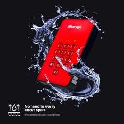 Beveiligde Externe Harde Schijf 1TB Rood - PIN Beveiliging & Hardware Encryptie — thumbnail 2