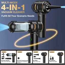 Namajunas - 4-in-1 Auto Stofzuiger - Kruimeldief - Mini Bladblazer - Zuigen & Blazen - Oplaadbaar - 15 Opzetstukken - Handstofzuiger - Airduster - Kleine Stofzuiger - Draadloze stofzuiger - Air Duster - Nat & Droog - Zwart — thumbnail 4