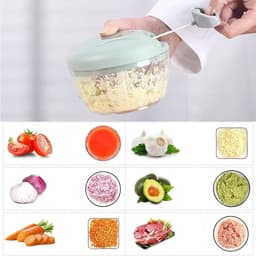 Uienhakker, groentehakker, keukenmachine, groentehakker met deksel (500 ml), BPA-vrij, gemakkelijk schoon te maken, inclusief 3 roestvrijstalen messen. — thumbnail 2