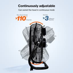 AERSON vloerventilator 60 cm | waaier met drie standen 200W | staande ventilator | hoge luchtstroom | robuuste metalen uitvoering | hellingshoek ca. 110 graden — thumbnail 4
