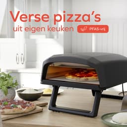 KitchenBrothers Pizza Oven - Elektrisch - Tafelmodel - PFAS-vrij - Inklapbaar - Pizzasteen - Pizza maker - Pizzaoven voor Buiten en Binnen - Zwart/Grijs — thumbnail 2