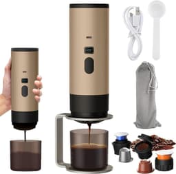 Drie-In-ééN Draagbare Koffiezetapparaat, Draagbare Koffiezetapparaat, Oplaadbare Koffiezetapparaat, Usb-Capsule Espressomachine (Kaki) — thumbnail 1