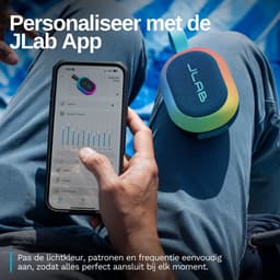 JLab Pop Mini Bluetooth Speaker Draadloos - Draagbare Muziekbox - 8 uur Batterijduur - 5 Watt - IPX6 Waterproof - Multipairing - Instelbare Party Lights - App Equalizer - Blauw — thumbnail 4