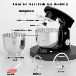 DYNA® Mixer met mengkom - Mixer - Mixer met mengkom keukenmachine - Zwart - ‎14cm x 30cm x 36 cm; 3.18 kg — thumbnail 5