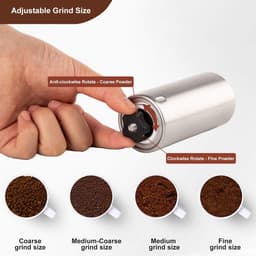 Handmatige Koffiebonenmolen - RVS Handmolen - Keramische Maalstenen - Geschikt voor Aeropress, Drip Koffie, Espresso, French Press, Turkse Koffie - Luxe Kwaliteit - Hervulbaar — thumbnail 4