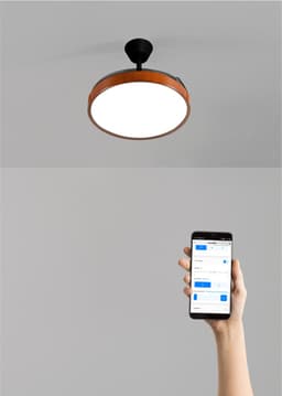 CREATE - Plafondventilator 40W stil met intrekbare bladen met licht - Ø91cm - Zwart / Donker hout - WIFI + afstandsbediening - WIND CLEAR STUDIO — thumbnail 5