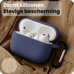 Hoesje Geschikt voor Apple Airpods Pro 3 - Siliconen Hoes met Clip - Silicone Case Cover - Grijsblauw — thumbnail 4