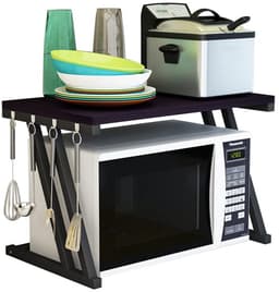 Mikrowave Houten Rek met Haken - Kookgerei en Opslagrek voor Keuken (57 x 38 x 38 cm) — thumbnail 1