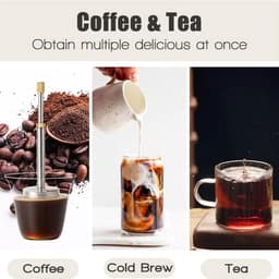 Draagbare koffie- en theefilterpers voor thuis en onderweg met roestvrijstalen filter | French Press System | Koffie- en theebereider met theezeef | Koffiezetfilter | Twee-in-één systeem voor koffie en thee — thumbnail 3