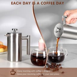French press koffiezetapparaat – Roestvrijstalen Franse pers voor keuken en reizen – Stevig mini design – Compacte camping koffie maker – Duurzame en elegante theepot voor vrouwen en mannen - koffiezetapparaat — thumbnail 5