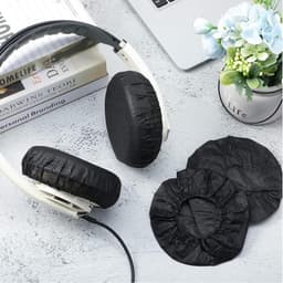 Elastische Hygienehoesjes hoofdtelefoon - 100 stuks - niet-geweven stof hoofdtelefoon covers - vervangende Hygienehoesjes hoofdtelefoon - elastisch stretch - universeel - cover hoes 11cm - voor thuis, sport en kantoor - Zwart — thumbnail 4