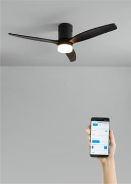 CREATE - Plafondventilator 40W silent 100% hout (Ø132cm) (ruimtes 10m²-25m²) - Zwart - Met licht - WIFI + Afstandsbediening - WIND CALM NATURAL WOOD — thumbnail 3