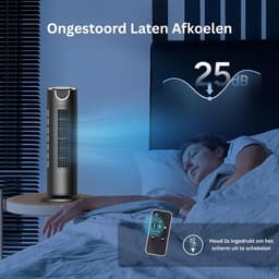 SNJY® Torenventilator - Ventilator Staand - Kolomventilator - 12W - 18,4L x 18,4B x 44H cm - Zwart — thumbnail 2