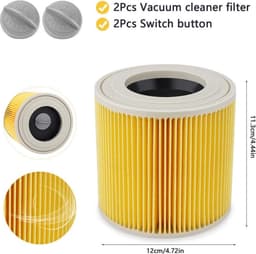 2 Filters Geschikt Voor KäRcher Wd3 Wd2 Wd1 En A Series - Cartridgefilter - Patroonfilter - Geschikt Voor KäRcher Accessoires - Voor Mensen Met Allergie Voor Fijnstof / Geuren - Vervanging van origineel 6.414-552.0 — thumbnail 5