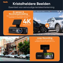 Nexlis Dual Dashcam 4K Ultra HD - Dashcam voor Auto - Voor en Achter - GPS - 4K & 1080P - Nachtzicht - Parkeerstand - Wifi & App - Loop Recording - G-Sensor - Incl. 64GB SD-Kaart — thumbnail 4