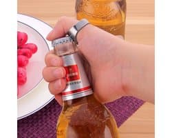 Ring stijl metalen bierfles & blikopener binnendiameter: 2.2cm(Silver)
