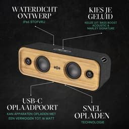 House of Marley Get Together 2 Bluetooth Speaker - Draadloos - 20+ uur Batterijduur - 40 watt vermogen - Bass boost EQ - Gemaakt van Duurzame Materialen — thumbnail 5