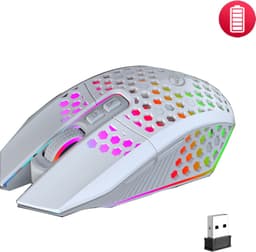 HXSJ T500 Draadloze Gaming Muis - Ultra licht - RGB Verlichting - Licht wit — thumbnail 3