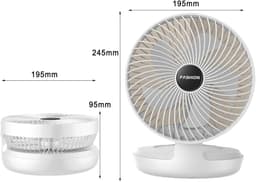 Tafelventilator - USB-ventilator - 90° opvouwbaar - Klein - Wandmontage - Draadloos - USB-oplaadbare ventilator - Met haak - Wit — thumbnail 4
