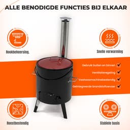 Muntel® Goulashketel - Goulashpot - Geëmailleerd - Kookpot - Scheplepel - 14 liter - Met Deksel - 92 x 35 x 45 cm - Zwart — thumbnail 2
