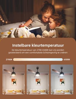 Aigostar 10QH0 - Plafondventilator met verlichting - Ø 106.6 cm - Stille Plafondventilator - Zomer/Winter Functie - 6 Snelheden - Programmable 1-8H - WIND LARGE - 54W — thumbnail 4
