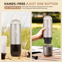 Espressomachine Draagbaar - Elektrisch Koffiezetapparaat - Capsule Koffiemachine - 19 Bar Druk - Compact - Reiscup - Draagbaar Koffiezetapparaat - Koffiezetapparaat - Koffie To Go - Automatische Verhitting - USB - Lichtgrijs — thumbnail 3