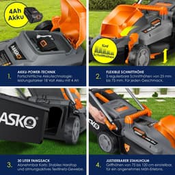 MASKO® Accu Grasmaaier ECO-X10 incl. 1 Li-Ion accu 4 Ah & dubbele lader – Grastrimmer, 25-75 mm snijhoogteverstelling, 33/37/43 cm snijbreedte, incl. handschoenen & borstel — thumbnail 3