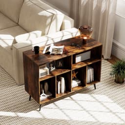 Platenspelermeubel - LP-kast - Platenspelerkast - Draaitafelstandaard - Platenspelerstandaard - Vintage Displayplank - Rustiek Bruin — thumbnail 2