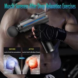 Massagepistool, Deep Tissue Massagepistool, Stille elektrische percussiemassager, Draagbare elektrische spiermassager met draagtas, 20 snelheden en LED-display, Grijs — thumbnail 2