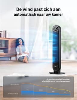 Thuys – Smart Stille Torenventilator Nomad One S –Spraakbesturing – 90° Oscillatie – Afstandsbediening – 4 Modi – 4 Snelheden – Zwart — thumbnail 4