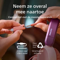 PHILIPS TAK2000CT/00 - Kinderkoptelefoon - 85 dB Veilig Luisteren - Audio Share - Ingebouwde Microfoon - Opvouwbaar - USB-C Adapter Inclusief - Licht Roze / Wit — thumbnail 5