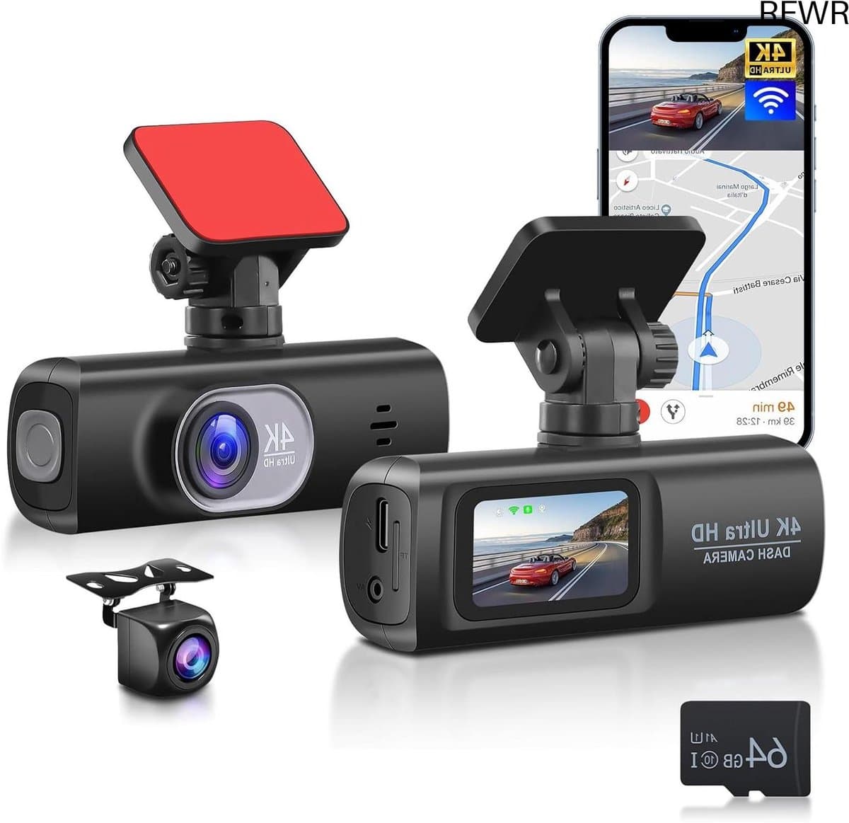 RFWR® Dual Dashcam voor Voorkant en Interieur van de Auto met 64GB Kaart — afbeelding 1