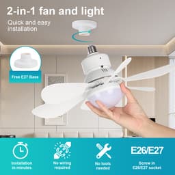 Plafondlampen met Ventilator - 3 kleurtemperatuurverlichting - Doorsnede 52 cm Ventilator Lamp met Afstandsbediening - 40W Plafondventilator met Dimbare LED Lamp - 1/2/4 uur Tmerfunctie - Beschikbaar in Voor Slaapkamer, Woonkamer, Garage enz(Wit) — thumbnail 4