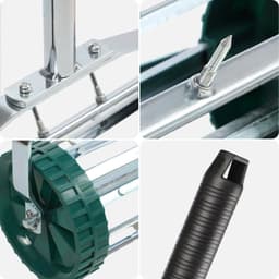 KADAX Handverticuteermachine, grasmaaier van robuust staal, handmatige luchtverfrisser met 3,3 cm spijkers, vloerbeluchter met ergonomische handgreep, robuuste stekelroller (148 cm) — thumbnail 4