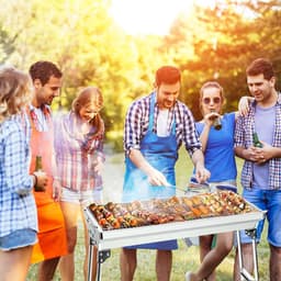 Houtskoolbarbecue, campinggrill, houtskool, opvouwbare grill, draagbare grill, voor camping, tuin, picknick, feest, 73 x 33 x 71 cm, voor 5-10 personen — thumbnail 3