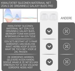 Oordopjes geschikt voor Samsung Galaxy Buds Pro - Samsung Galaxy Buds Pro tips - Samsung Galaxy Buds Pro vervanging tips - 5 paar oordopjes voor Samsung Galaxy Buds Pro - Wit / Small — thumbnail 4