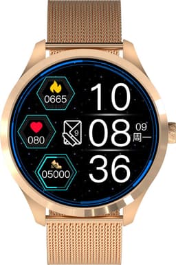 Belesy® Y2 Pro 2022 - Smartwatch Dames - Smartwatch Heren - Android - IOS - Horloge - 1.28 inch - Kleurenscherm - Stappenteller - Bloeddruk - Hartslag - 75+ Wijzerplaten - Sporten - Staal - Goud - Moederdag — thumbnail 1