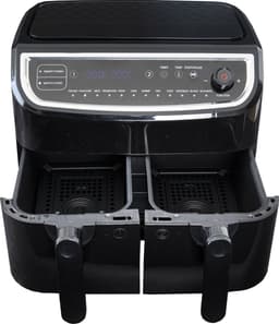 Gastronoma Dubbele Heteluchtfriteuse XL - 9L - 2 manden - 2400W Airfryer - 18290003 - Zwart — thumbnail 2