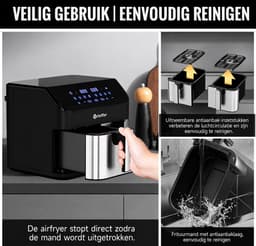 Scheffler heteluchtfriteuse met 2 compartimenten, 9 liter inhoud, 8 programma's, Dual Cook & Sync Finish — thumbnail 3