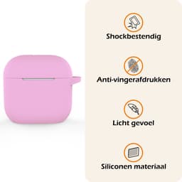 Hoesje - Geschikt voor Apple AirPods 5 - met Clip - Siliconen Hoes - Silicone Case Cover - Flamingo — thumbnail 3