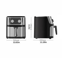 Atlasyx airfryer - Heteluchtfriteuse - Airfryer 8 liter - Airfryer rvs - Mechanische Bediening - 360° Verwarming - 1400 W - Zwart — thumbnail 3