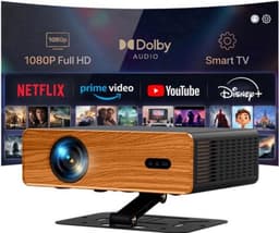 Beamer Draagbaar - 1080P Full HD 450 ANSI Lumen - Dolby Audio 5W - WiFi 6 Bluetooth 5.1 - Voor Thuisbioscoop Gaming Presentaties — thumbnail 1