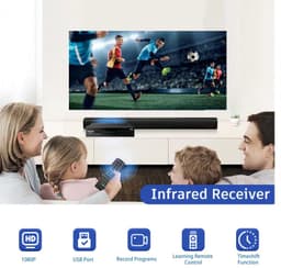 TNT HD Decoder 2025 – DVB-T2/C, H.265 HEVC FTA Full HD PVR, USB, HDMI, SCART, Digitale Terrestrische Tuner, Full HD 1080p Ontvanger, 2-in-1 Universele Afstandsbediening — thumbnail 3