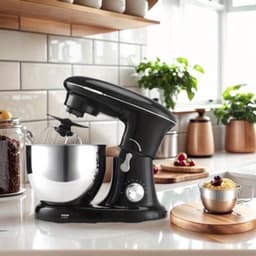Keukenmixer – Mengmachine – Bakmixer – Deegkneder – Standmixer – 1400W Krachtige Motor – 4,5 Liter RVS Mengkom – Zwart — thumbnail 3