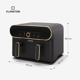 Heteluchtfriteuse - Airfryer Olievrij - Gezond Koken - Twee Compartimenten - 11 Liter - Zwart Goud — thumbnail 4